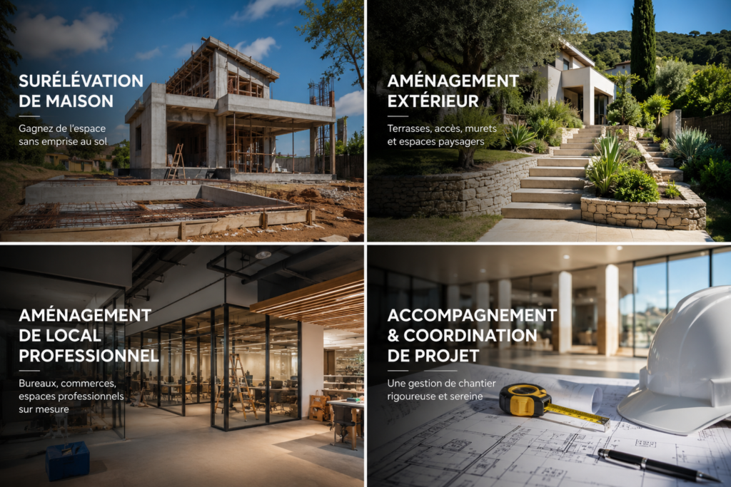 illustration des 7 piliers autours de la construction pour ADN BTP dans les alpes maritimes