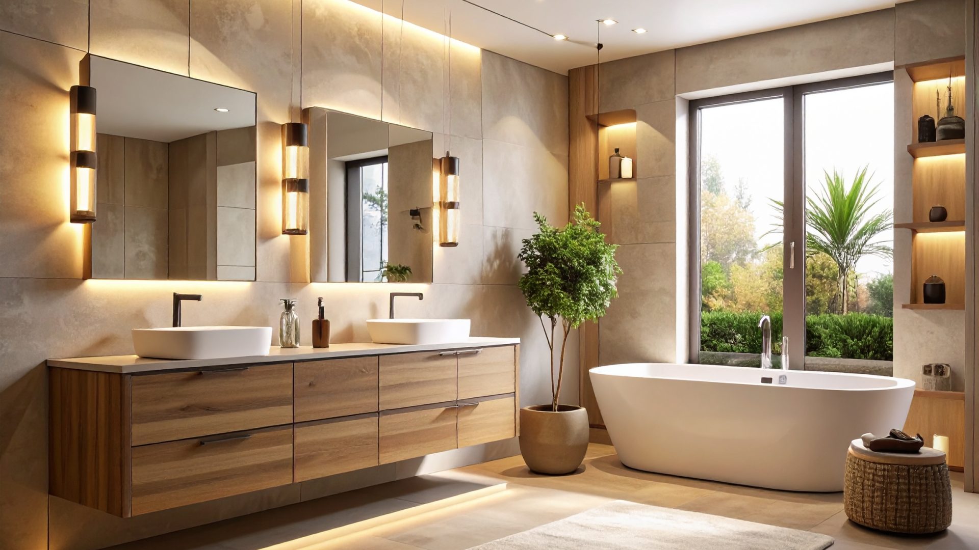 Firefly_Rénovation de salle de bain avec finitions soignées - plinthes élégantes, joints de f 64233