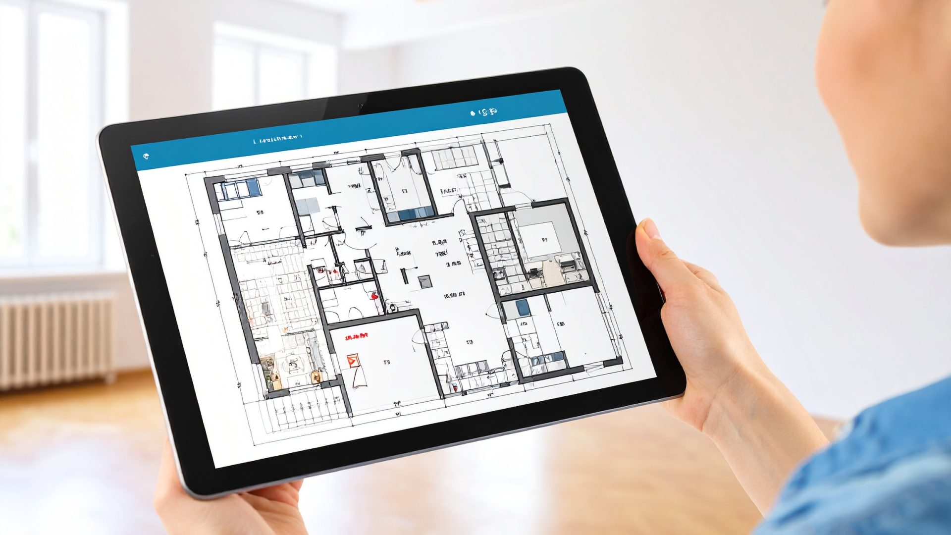 Firefly_Vue réaliste d’un professionnel de la rénovation analysant les plans d’un appartement 745373